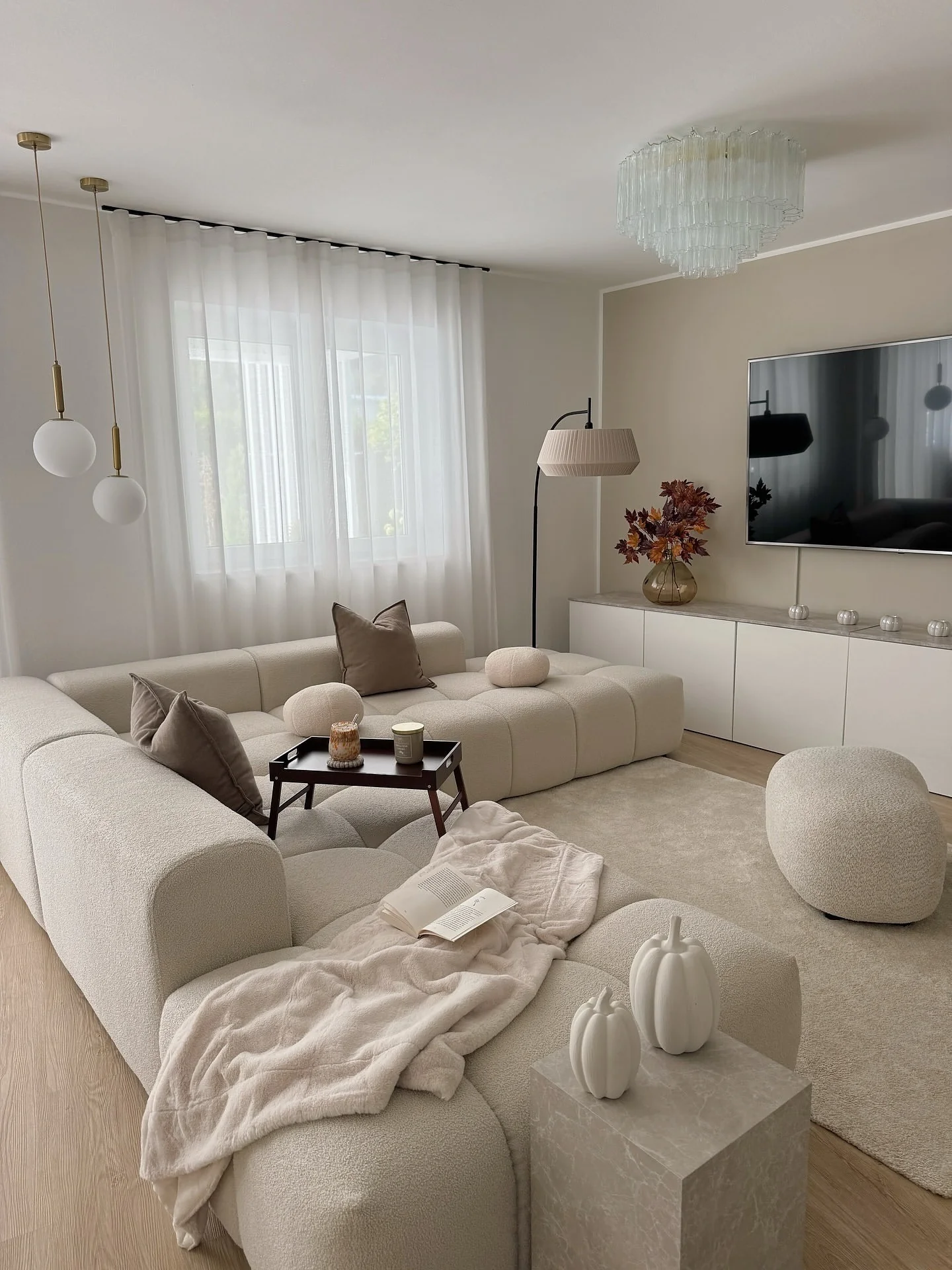 14. Contemporary Neutrals with Soft Geometry (Aesthetic Living Room Ideas)