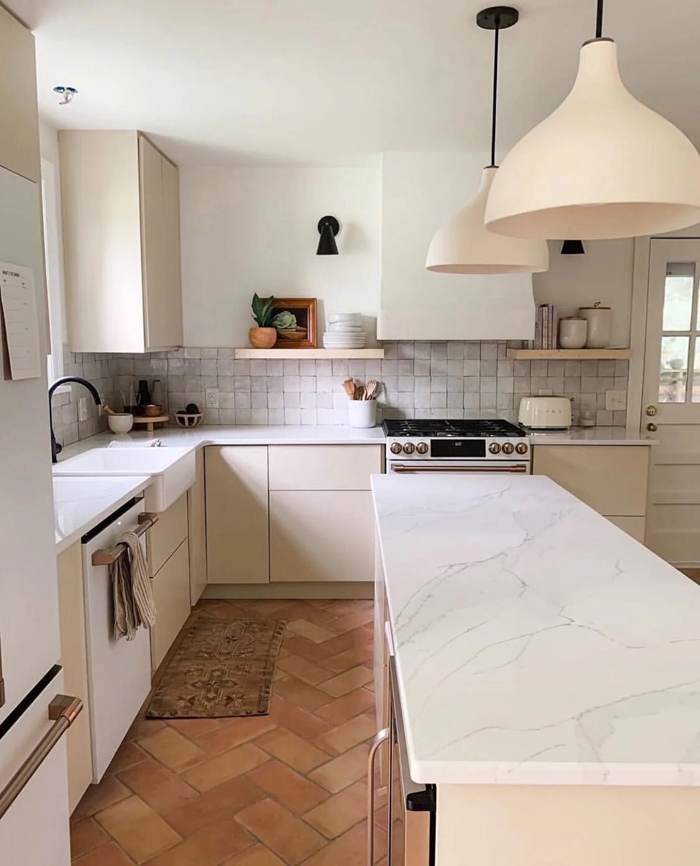 5. Clay Tile Charm (Neutral Kitchen Ideas)