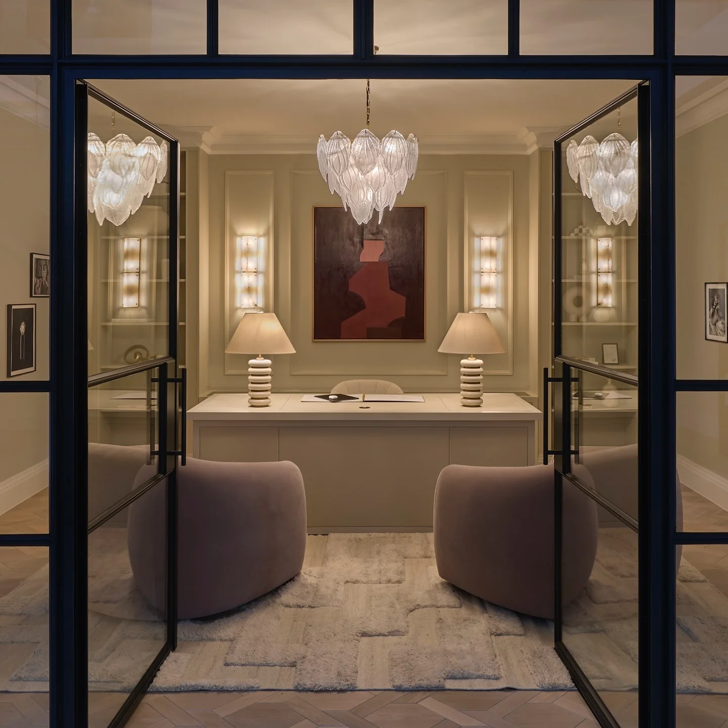 13. Modern Glam Office in Warm Neutrals (Office Ideas for Women)