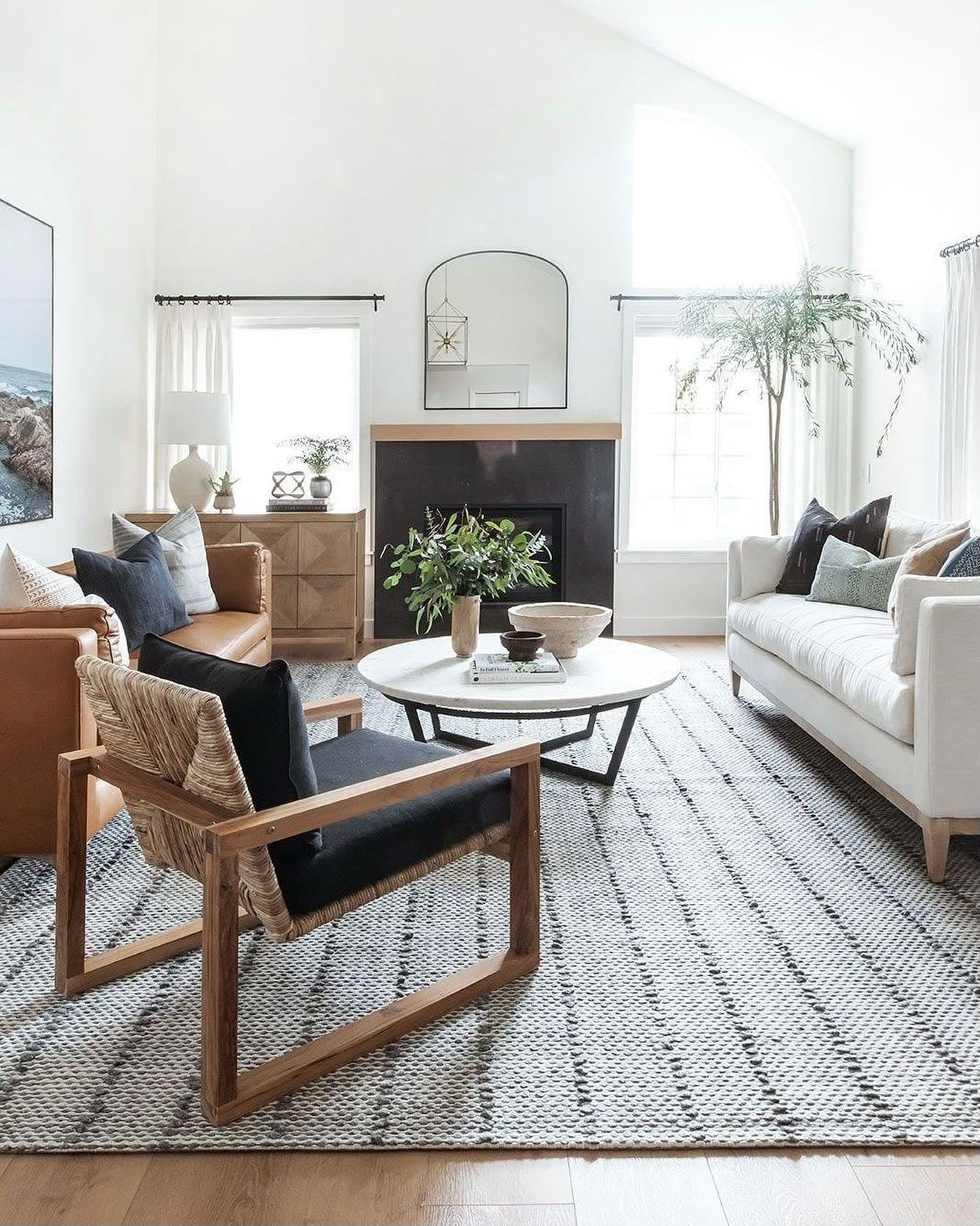 4. Organic Modern with Earthy Harmony (Unique Living Room Ideas)