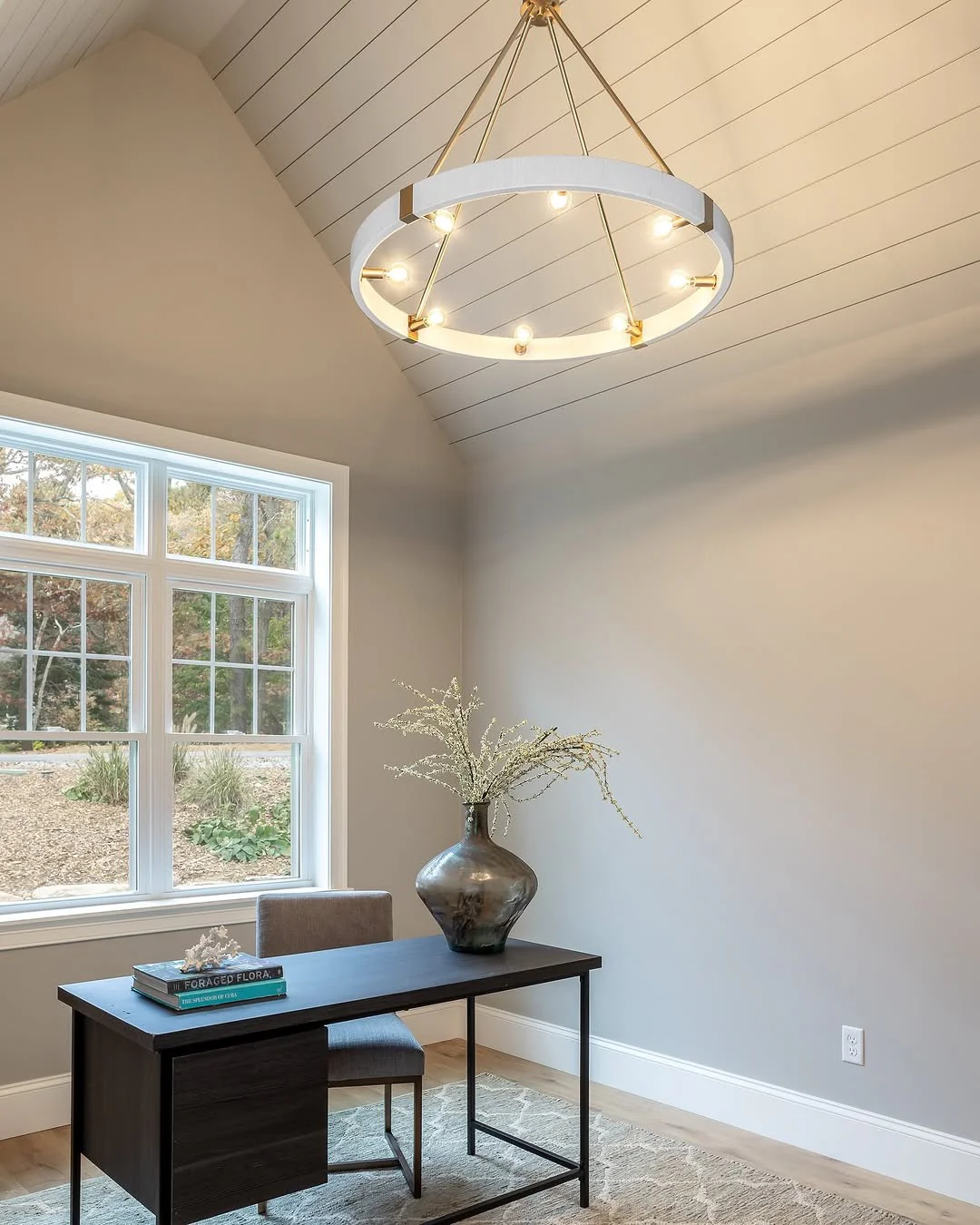 6. Contemporary Loft Office with Statement Lighting (Bright Office Ideas)