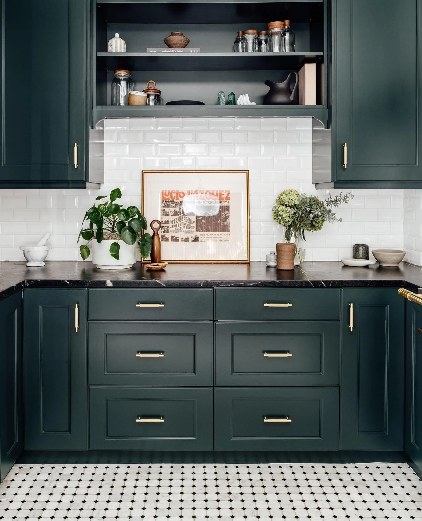 7. Moody Green with Modern Warmth (Kitchen Color Ideas)