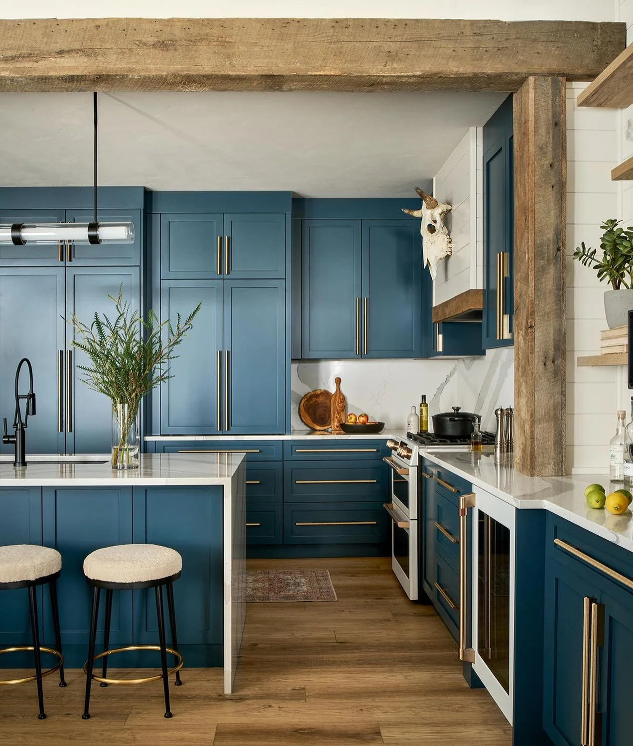 8. Blue Modern Rustic Charm (Kitchen Color Ideas)