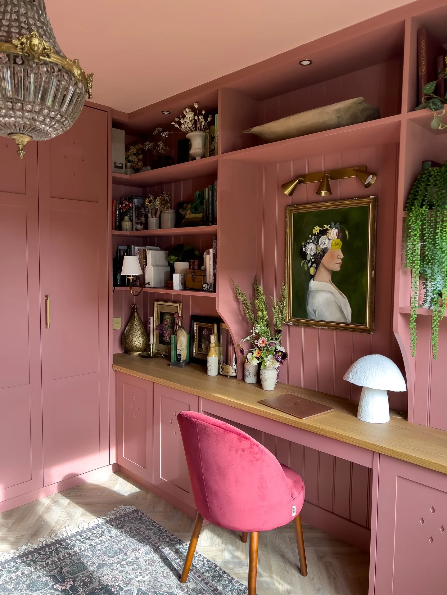 3. Bold Pink Statement Office (Simple Office Ideas)