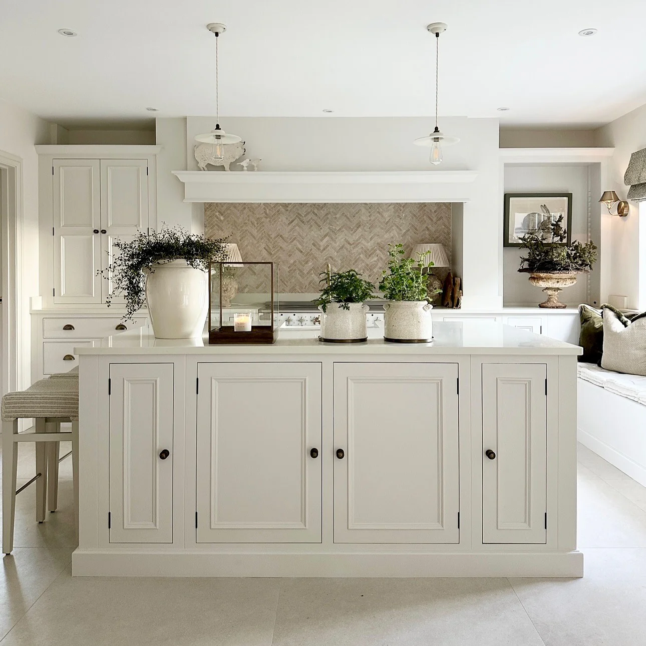 8. Balanced Symmetry with Layered Textures (Small White Kitchen Ideas)