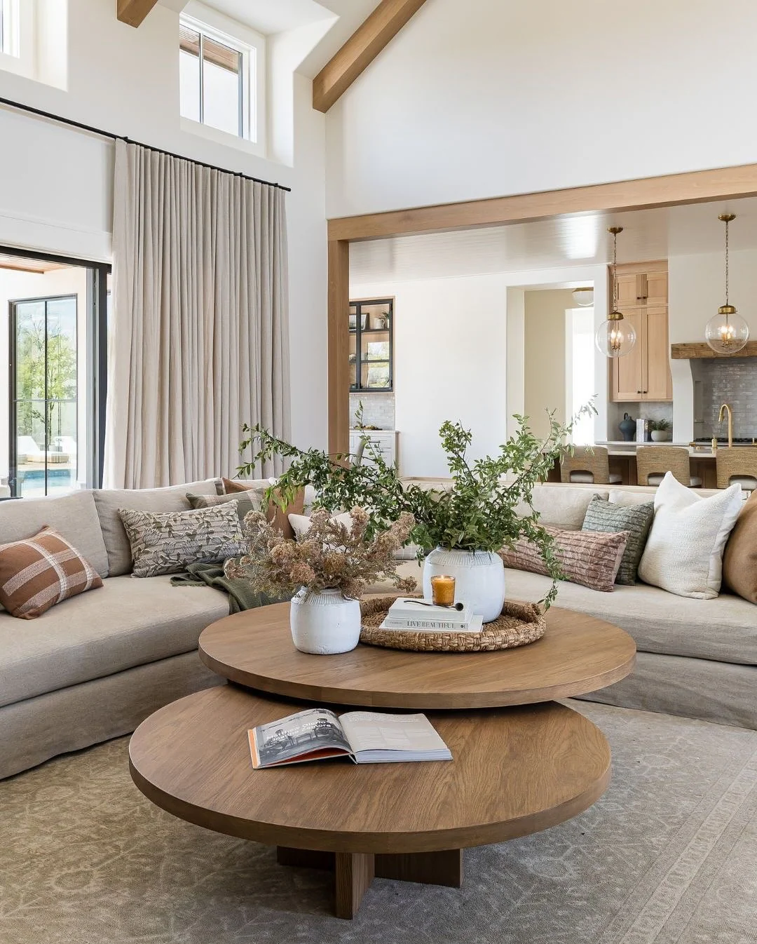 11. Layered Neutrals with Organic Accents (Modern Farmhouse Living Room Ideas)