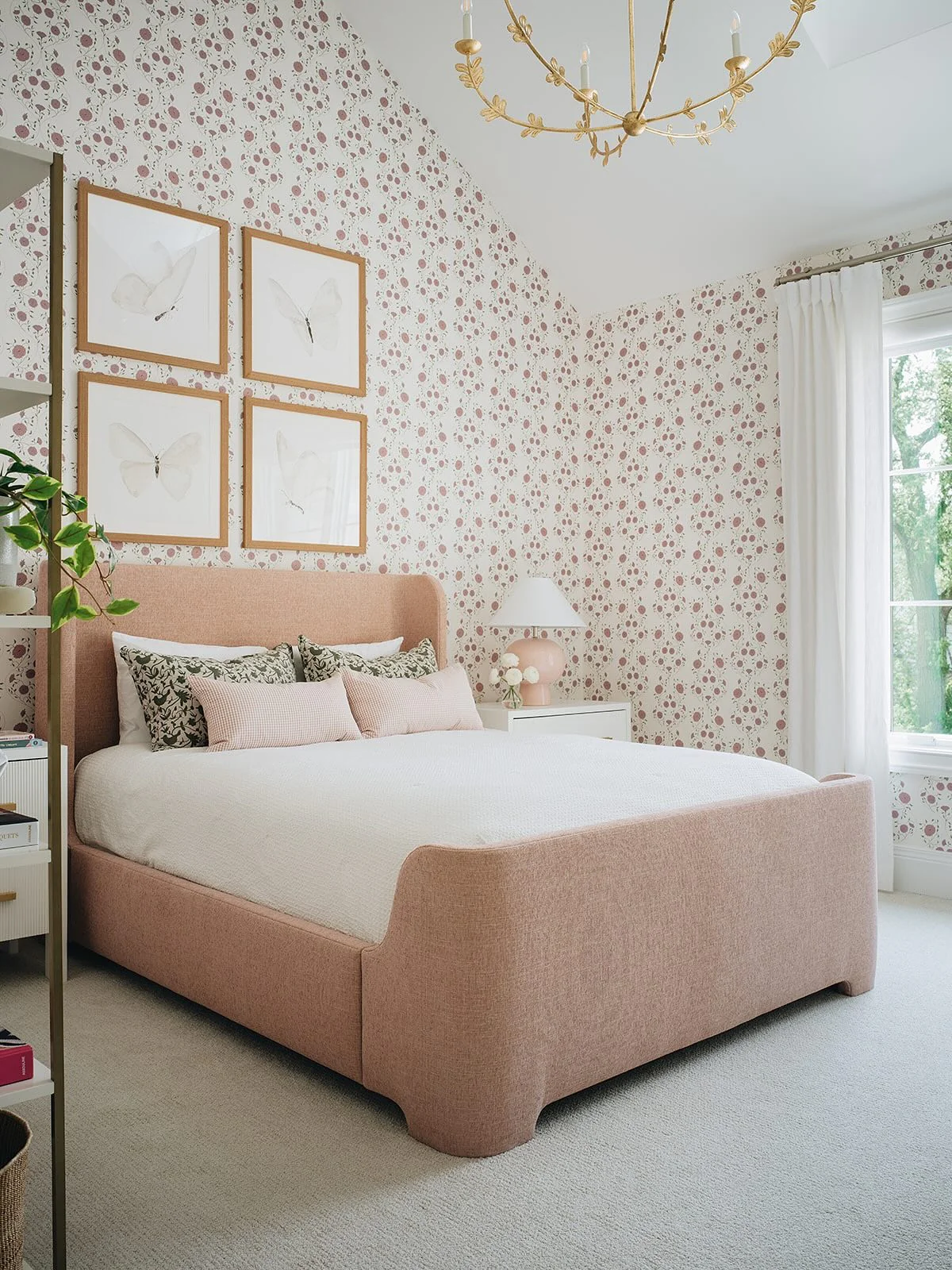 3. Soft Romantic Pink with Floral Accents (Main Bedroom Ideas)