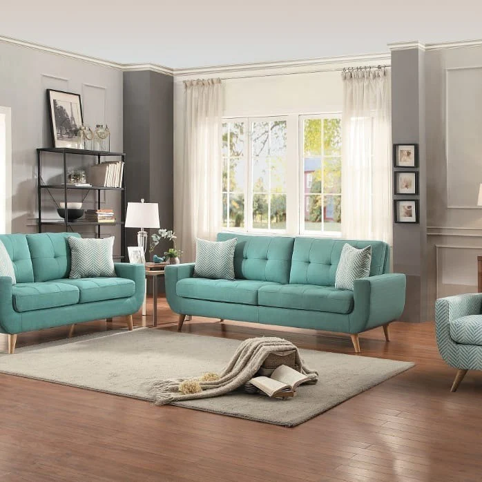 2. Retro-Inspired Teal Charm (Teal and Grey Living Room Ideas)