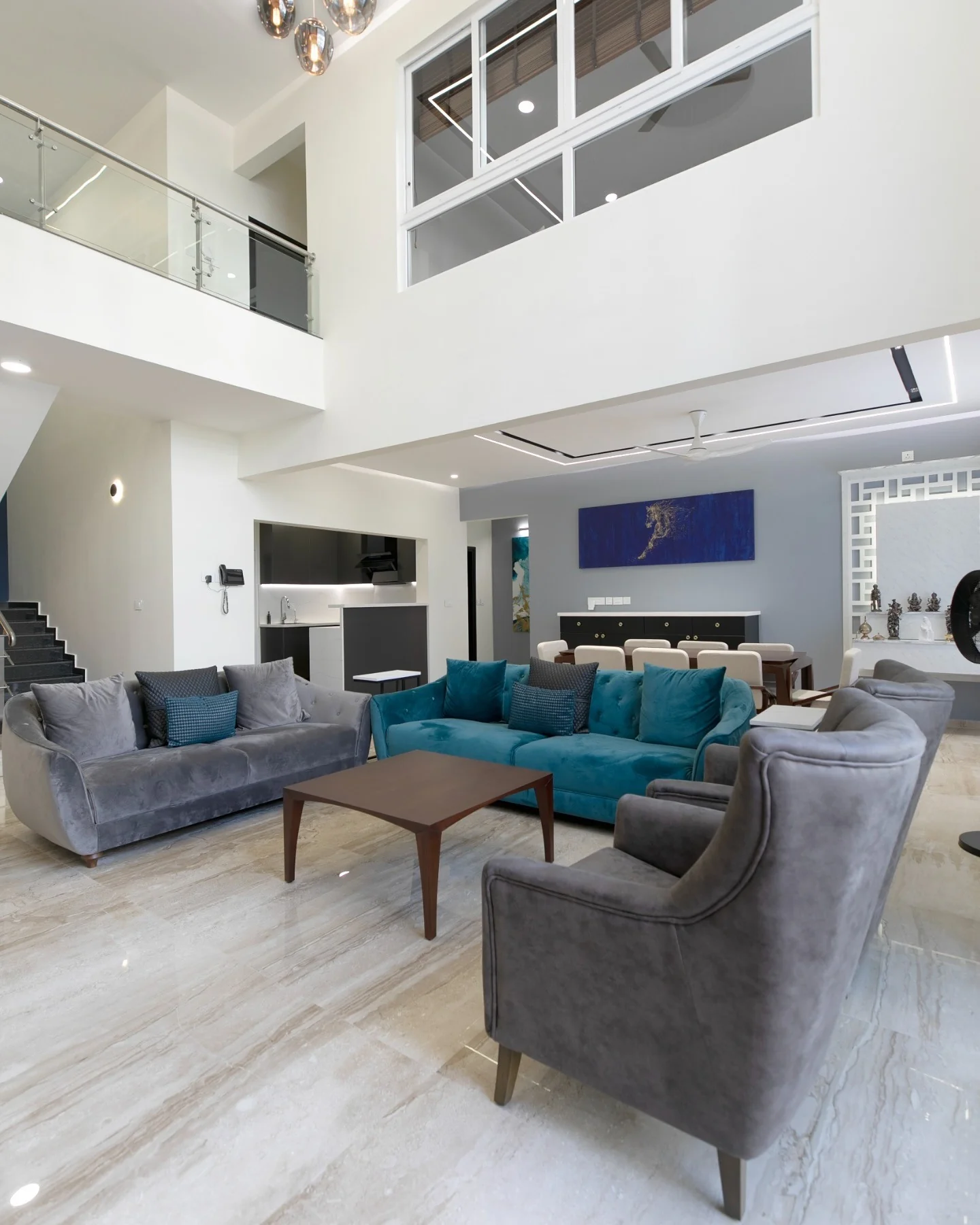 3. Modern Luxe in Grey and Teal (Teal and Grey Living Room Ideas)