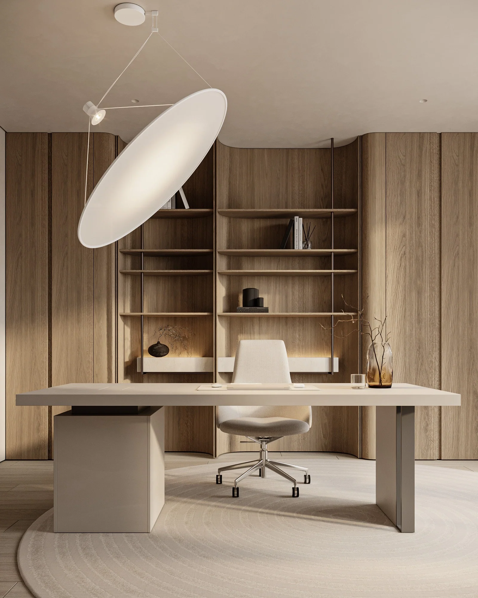 3. Minimalist Office with Light Wood Paneling (Corporate Office Ideas)