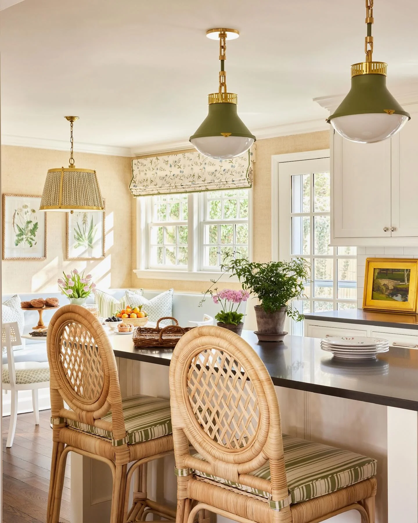 7. Cottage Fresh with Rattan Warmth (Kitchen Centerpiece Ideas)