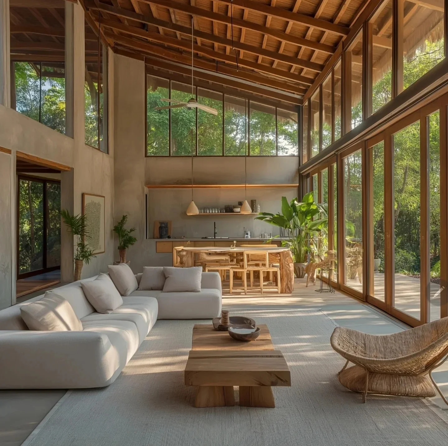3. Nature-Infused Minimalism (Open Concept Living Room Ideas)