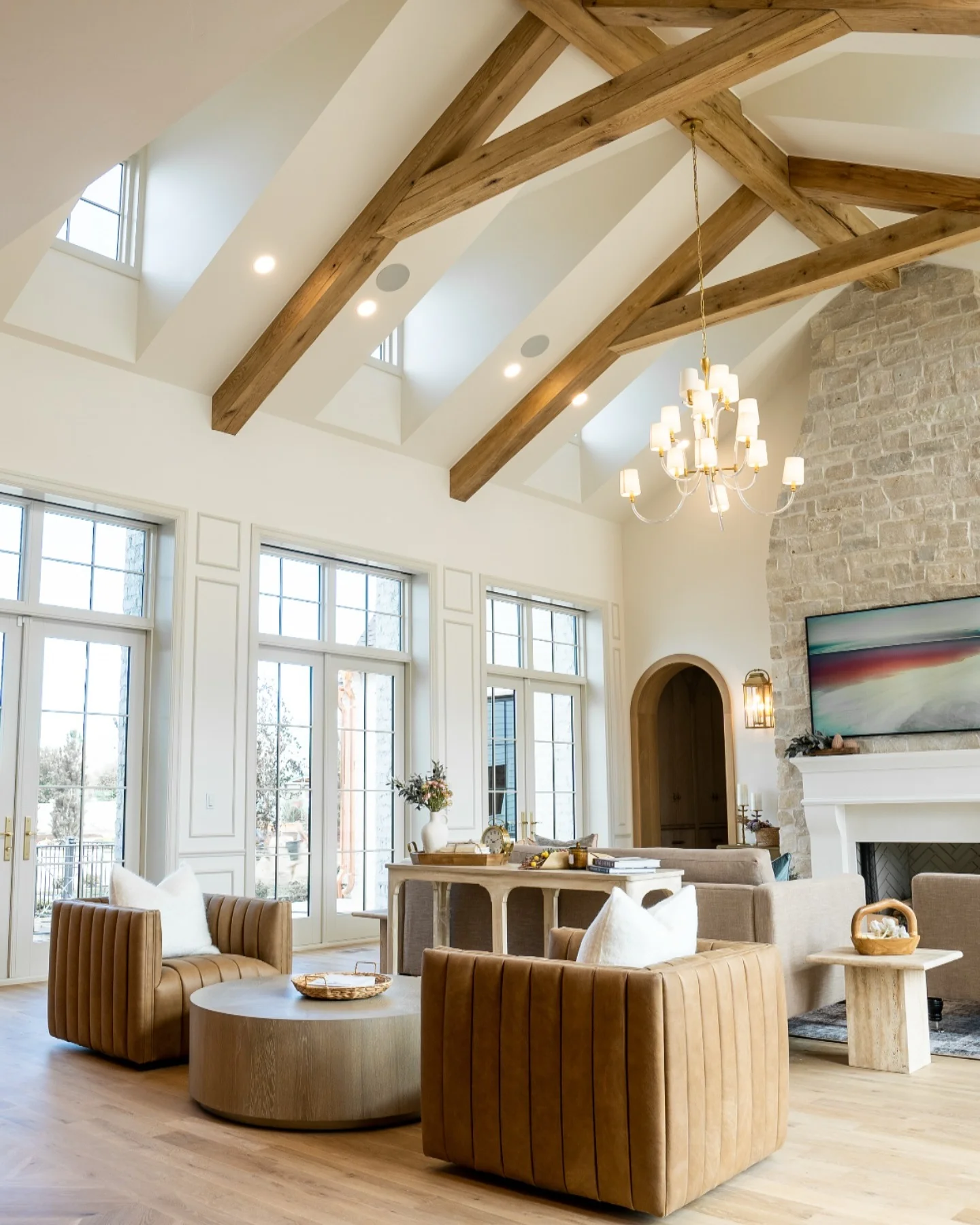 9. Timeless Grandeur with Architectural Detail (Open Concept Living Room Ideas)