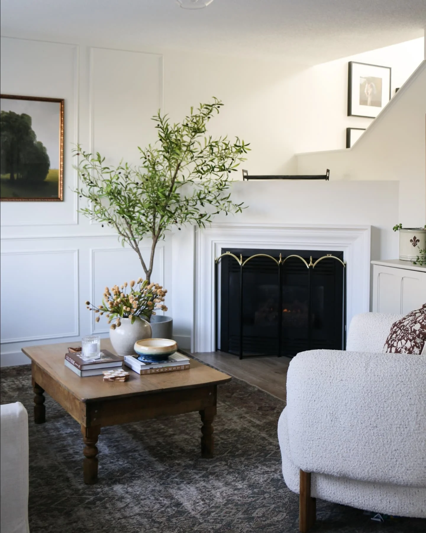 7. Classic White Fireplace with Panel Detailing (Fireplace Living Room Ideas)