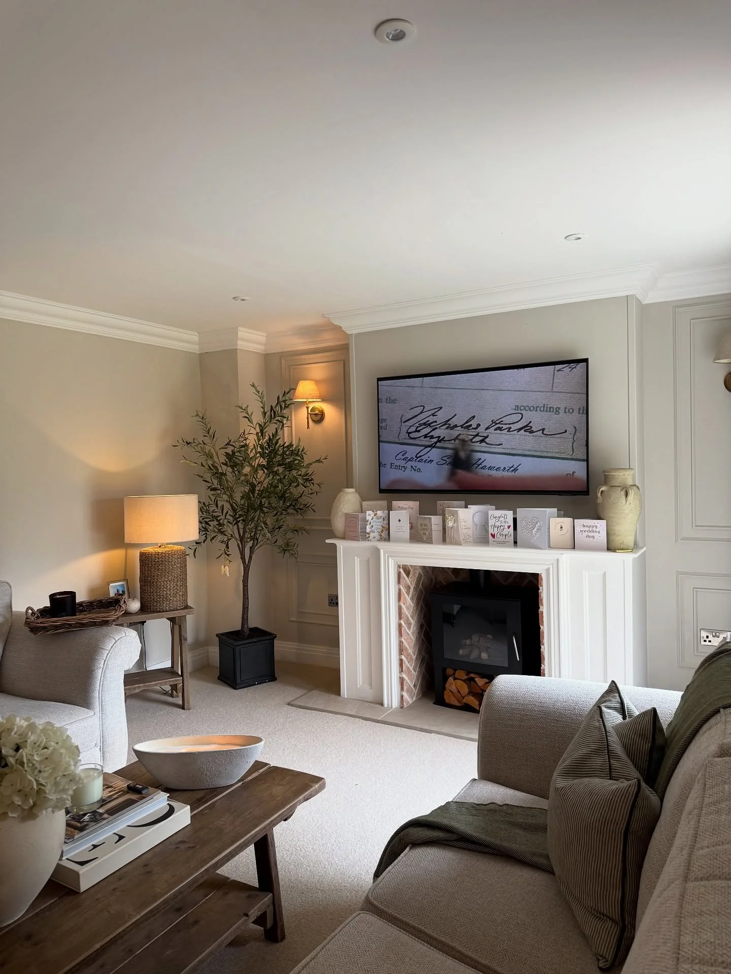 13. Neutral Fireplace with Subtle Brick Detail (Fireplace Living Room Ideas)