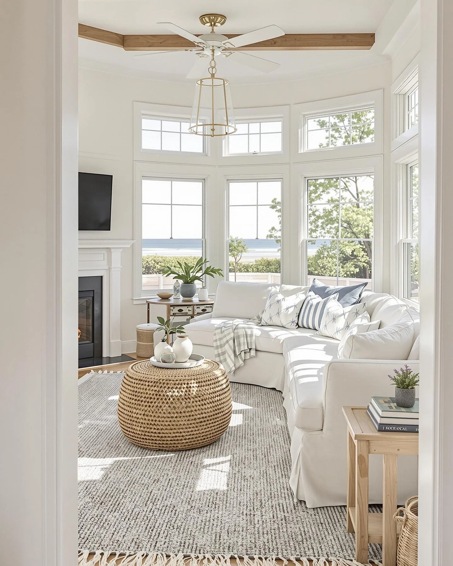 11. Bright Coastal Bay Window (Beachy Living Room Ideas)