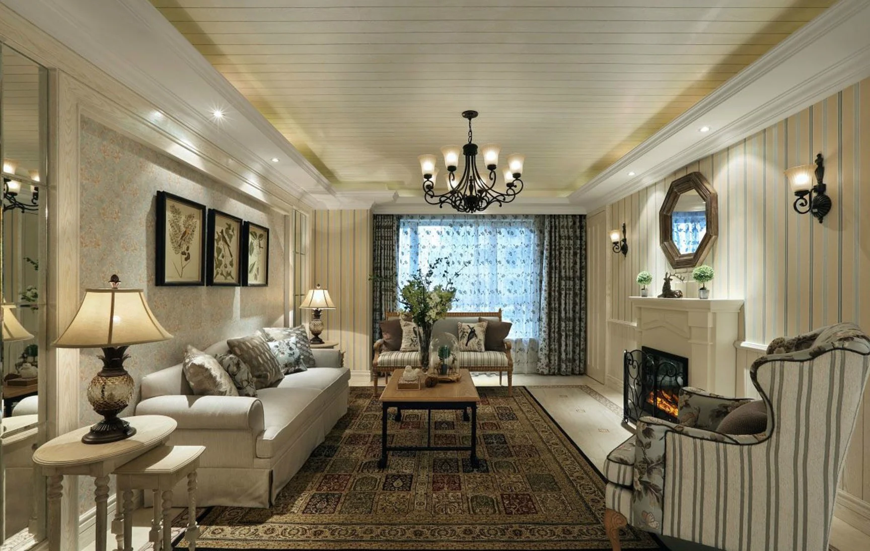 13. Classic Warmth with Traditional Detailing (Living Room Chandelier Ideas)