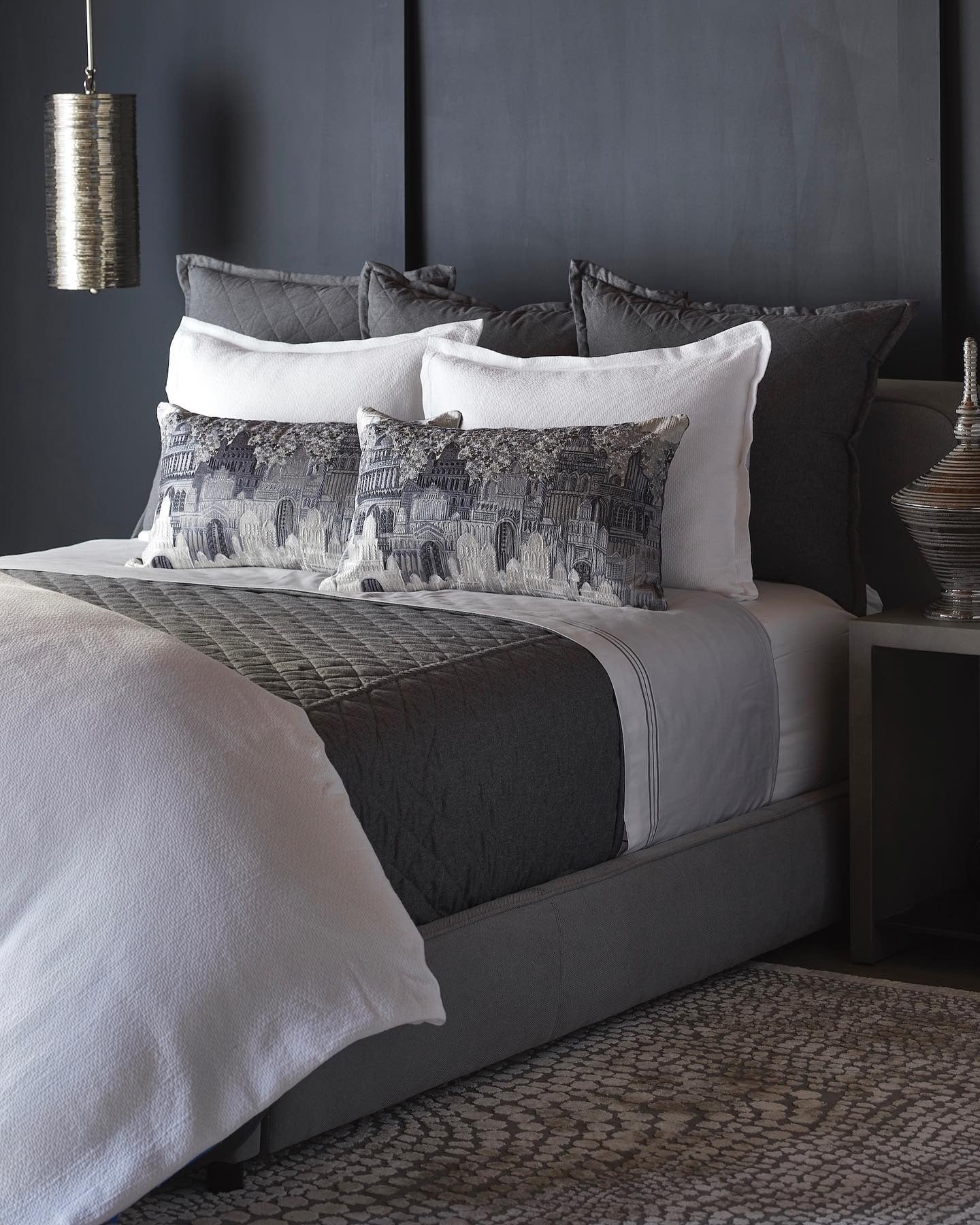 12. Dramatic Charcoal Elegance (Grayscale Bedroom Ideas)