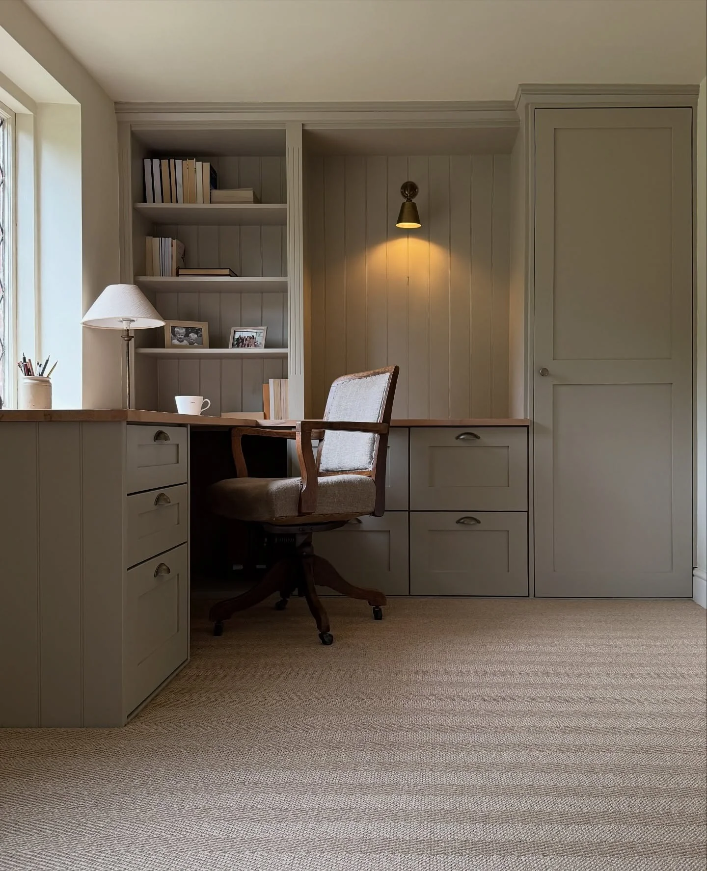 11. Warm Greige Comfort (Paint Colors for Office Ideas)