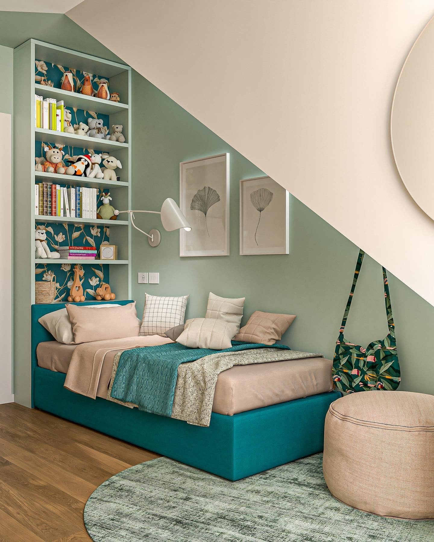 5. Cozy Teal Corner Bedroom (Colorful Bedroom Ideas)