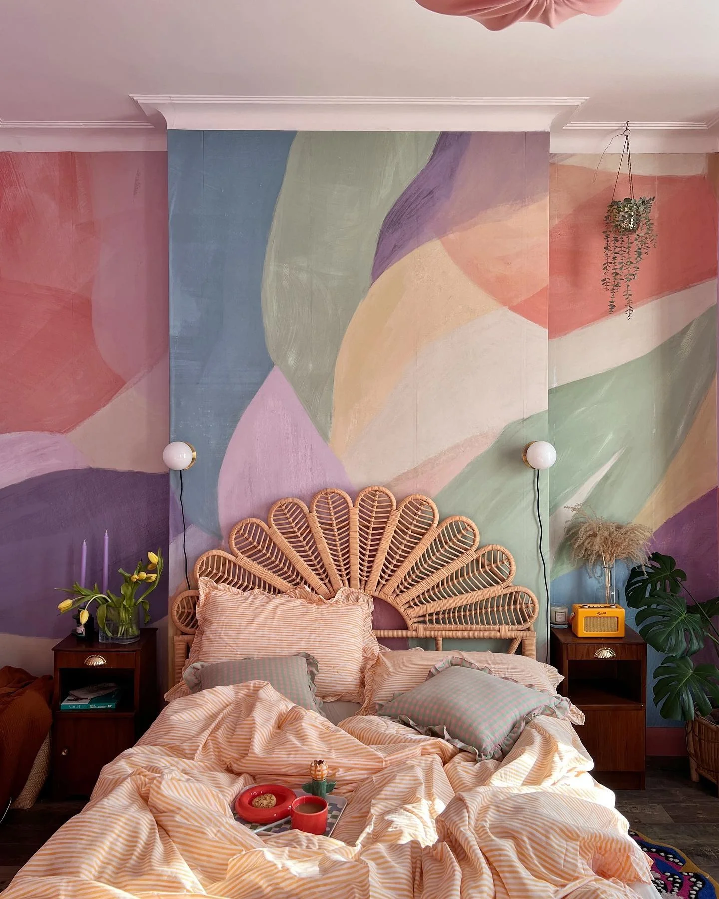 8. Artistic Pastel Mural Bedroom (Colorful Bedroom Ideas)