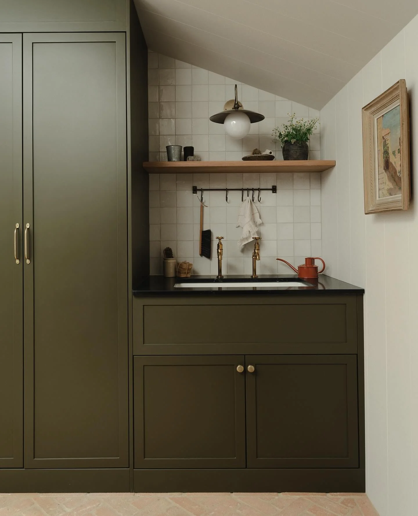 7. Olive Green with Black Countertops (Kitchen Cabinet Paint Ideas)