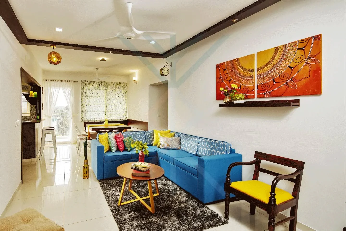 7. Vibrant Modern Indian Fusion (Indian Style Living Room Ideas)