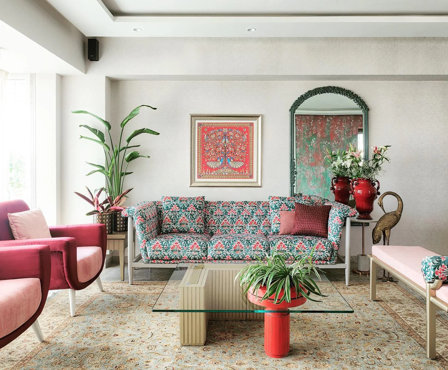 9. Eclectic Elegance with Artistic Indian Motifs (Indian Style Living Room Ideas)