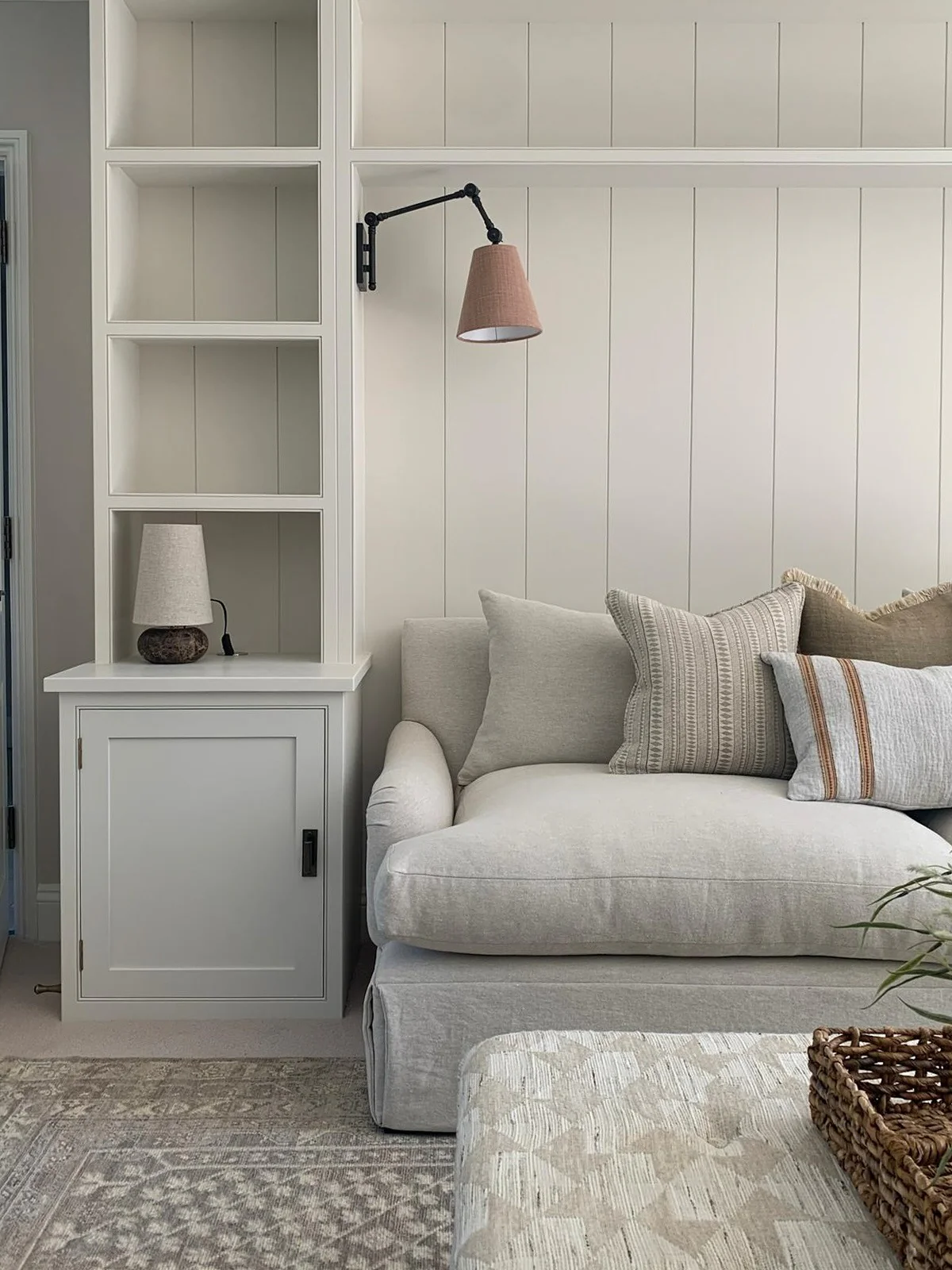 7. Subtle Monochrome Layers (Living Room Corner Ideas)