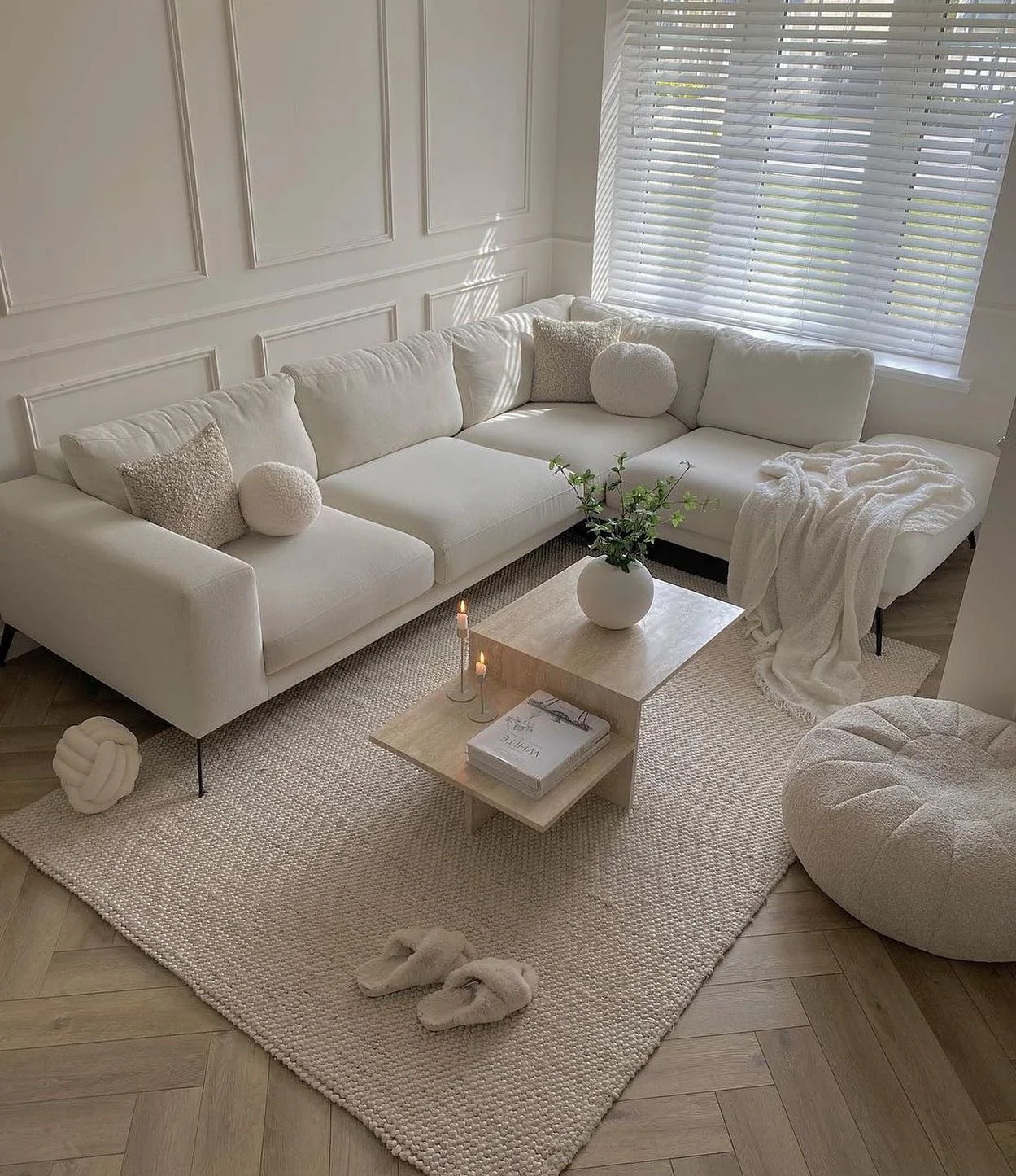 9. All-White Minimal Retreat (Paint Ideas for Living Room)