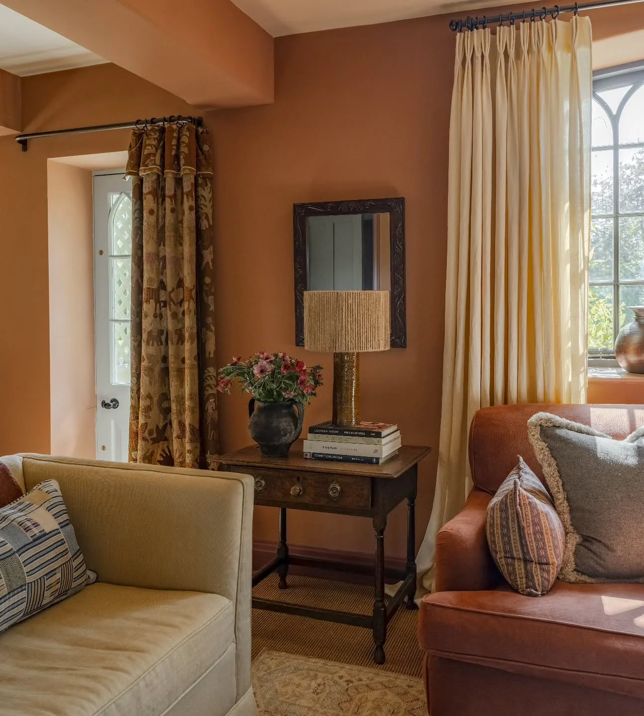 11. Warm Terracotta Comfort (Paint Ideas for Living Room)