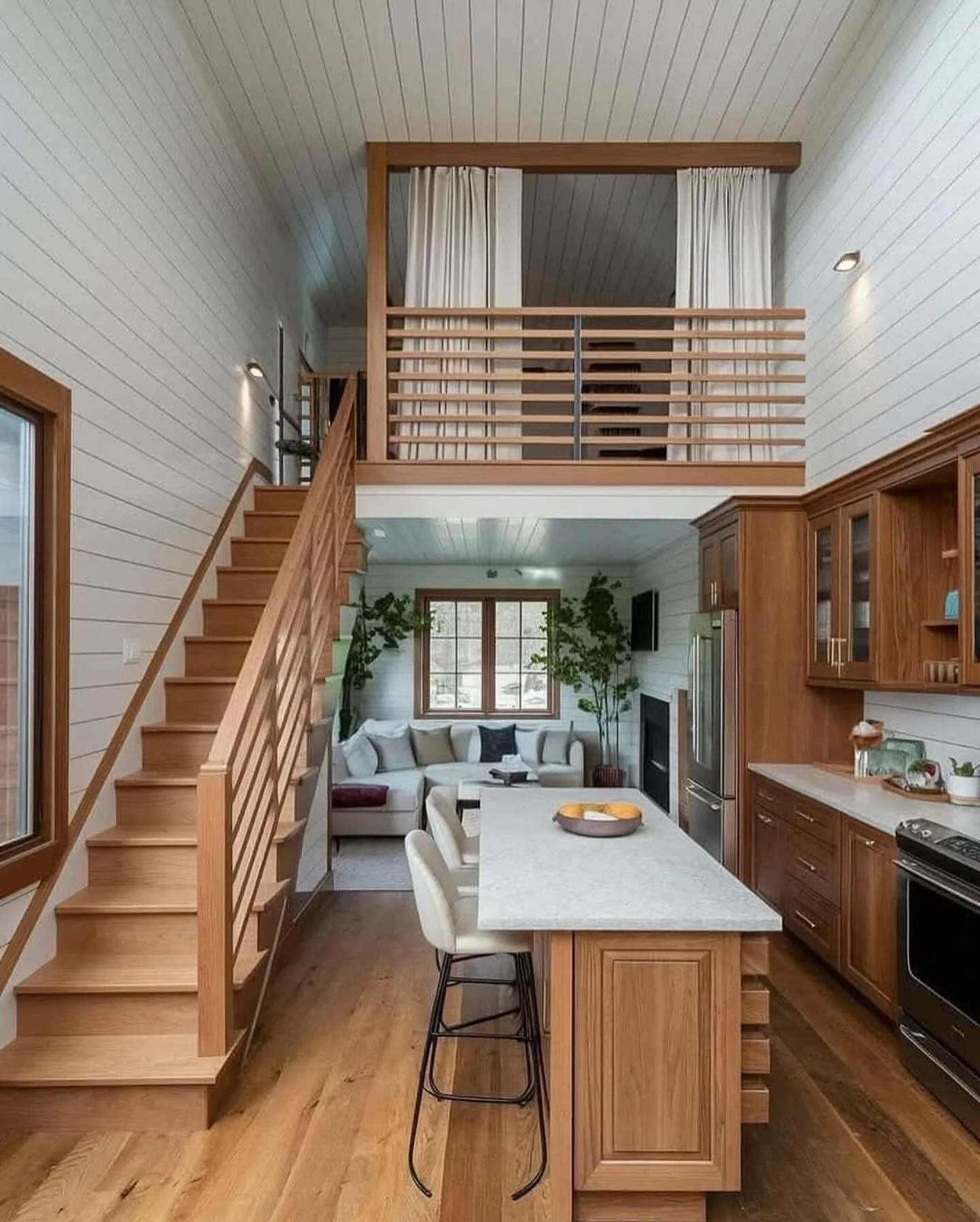 13. Classic Wood Kitchen with Modern Open Layout (Tiny House Kitchen Ideas)