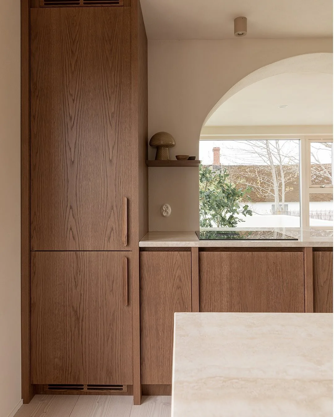 11. Minimalist Wood with Stone Countertops (Wooden Kitchen Ideas)