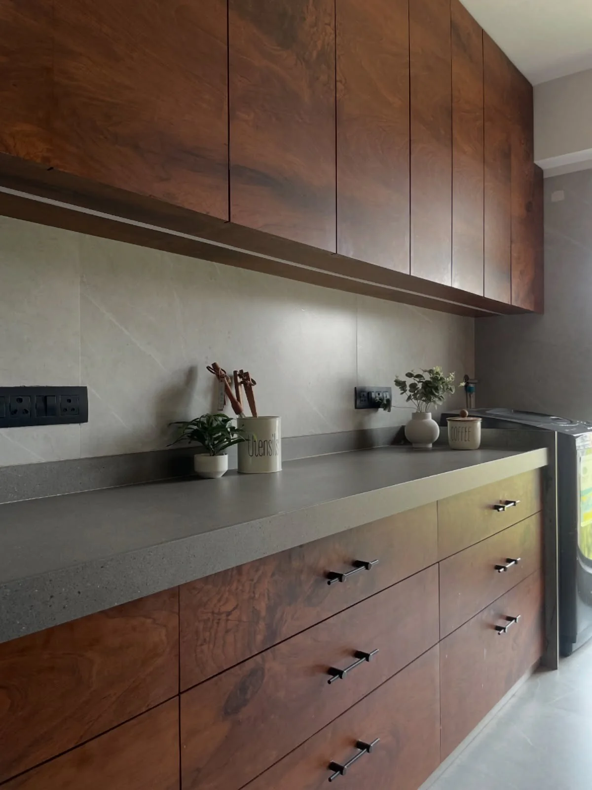 14. Sleek Walnut with Stone Counters (Wooden Kitchen Ideas)