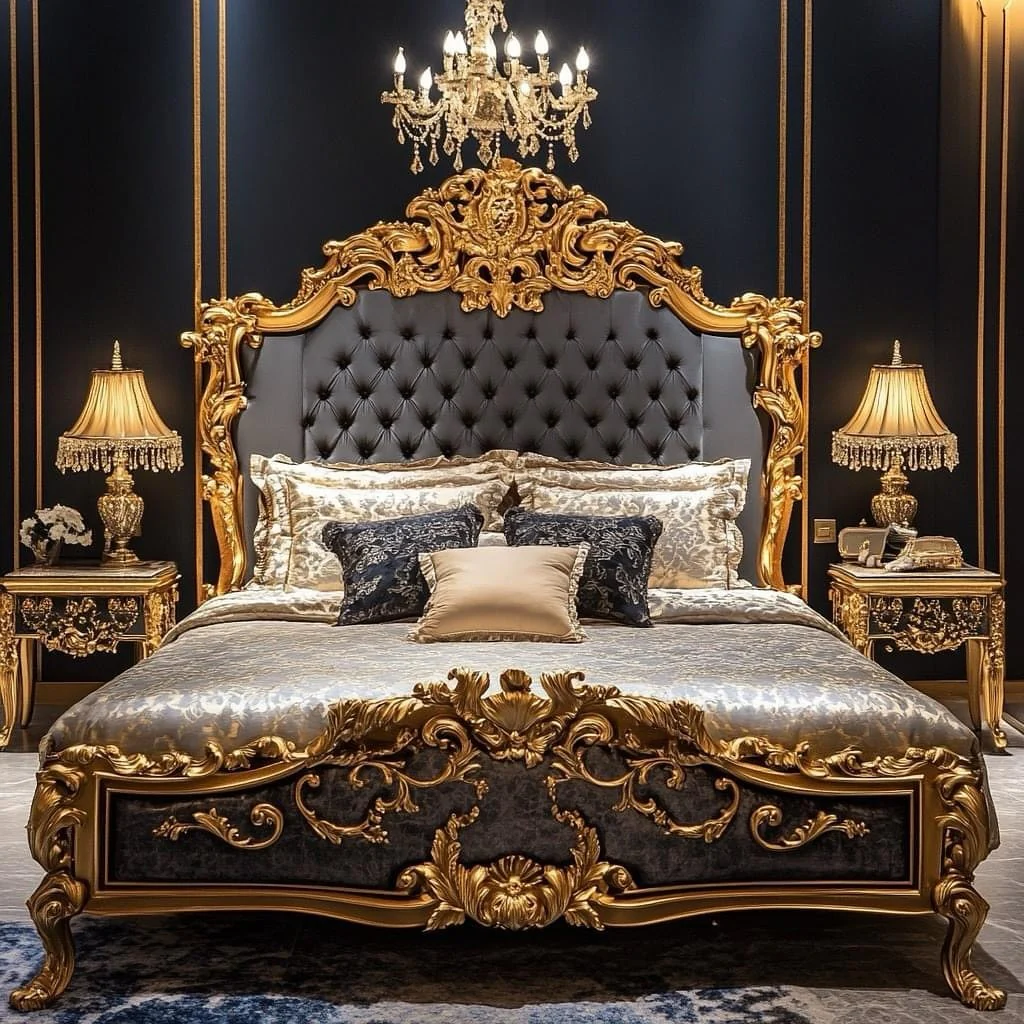 3. Opulent Baroque Grandeur (Royal Bedroom Ideas)