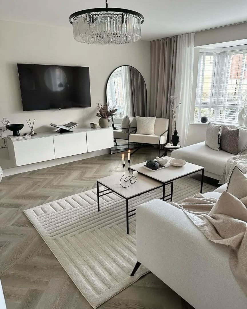 2. Minimalist Comfort in Soft Neutrals (Classy Living Room Ideas)