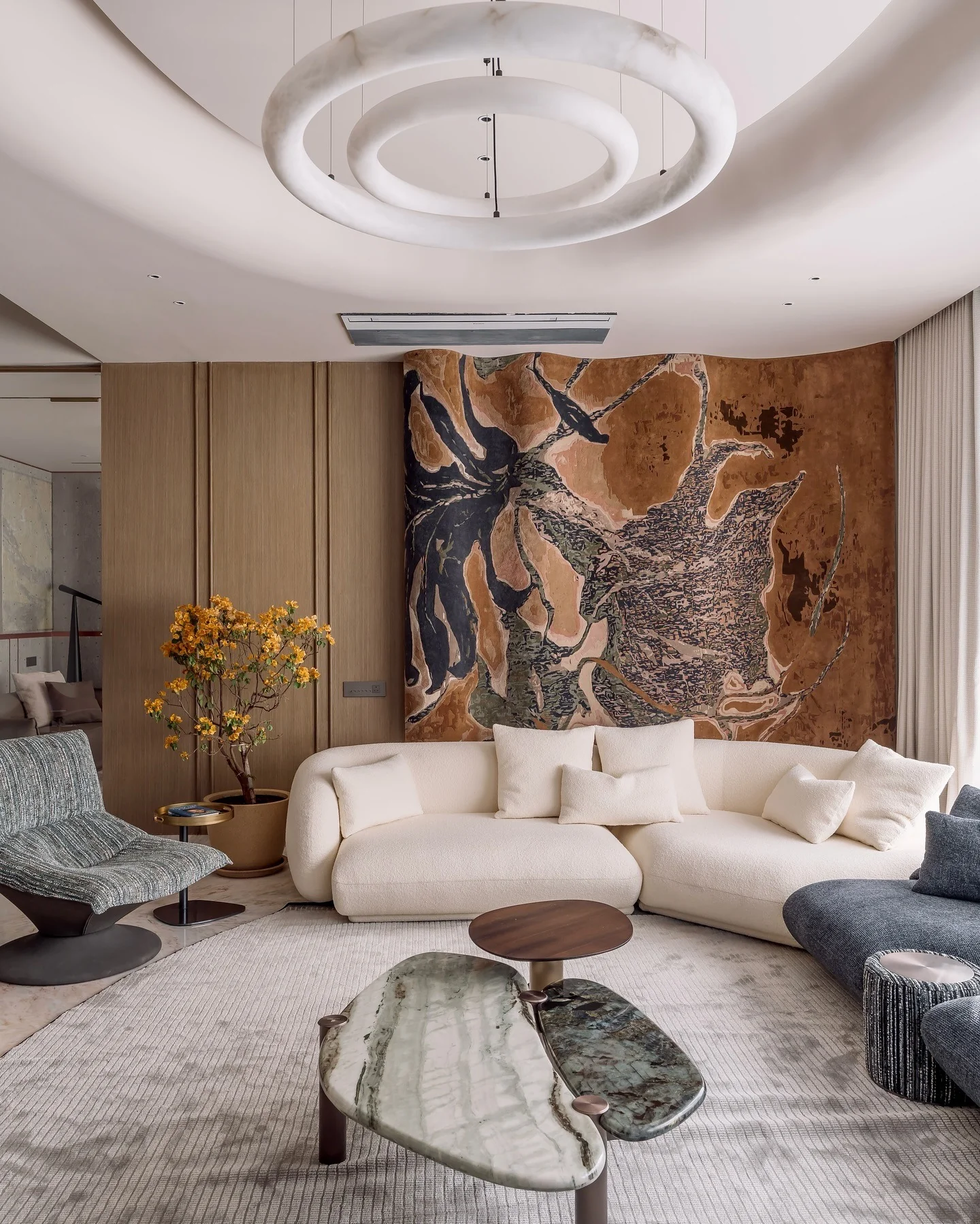 8. Organic Modern with Artistic Flair (Classy Living Room Ideas)