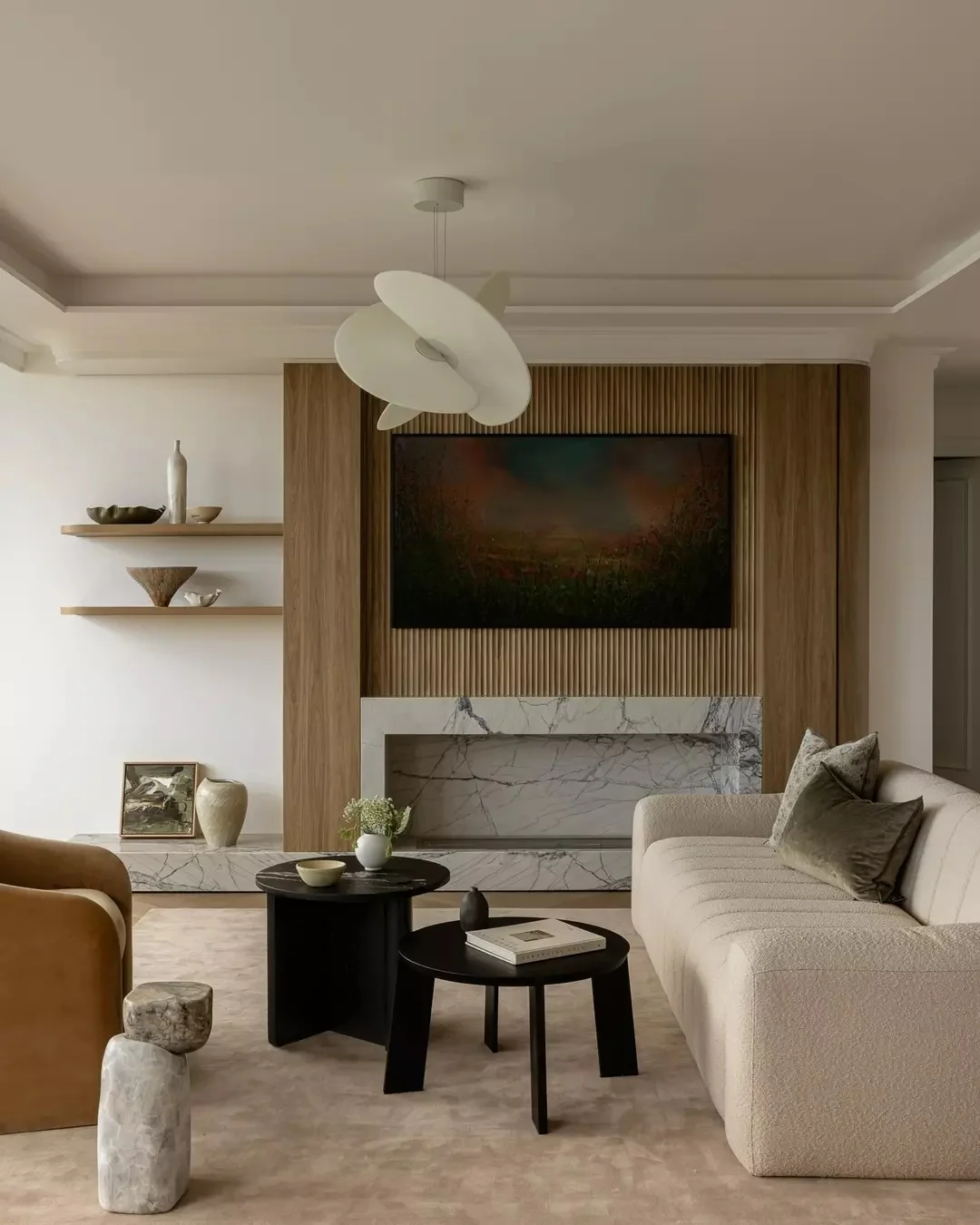 10. Earthy Minimalism with Textural Depth (Classy Living Room Ideas)