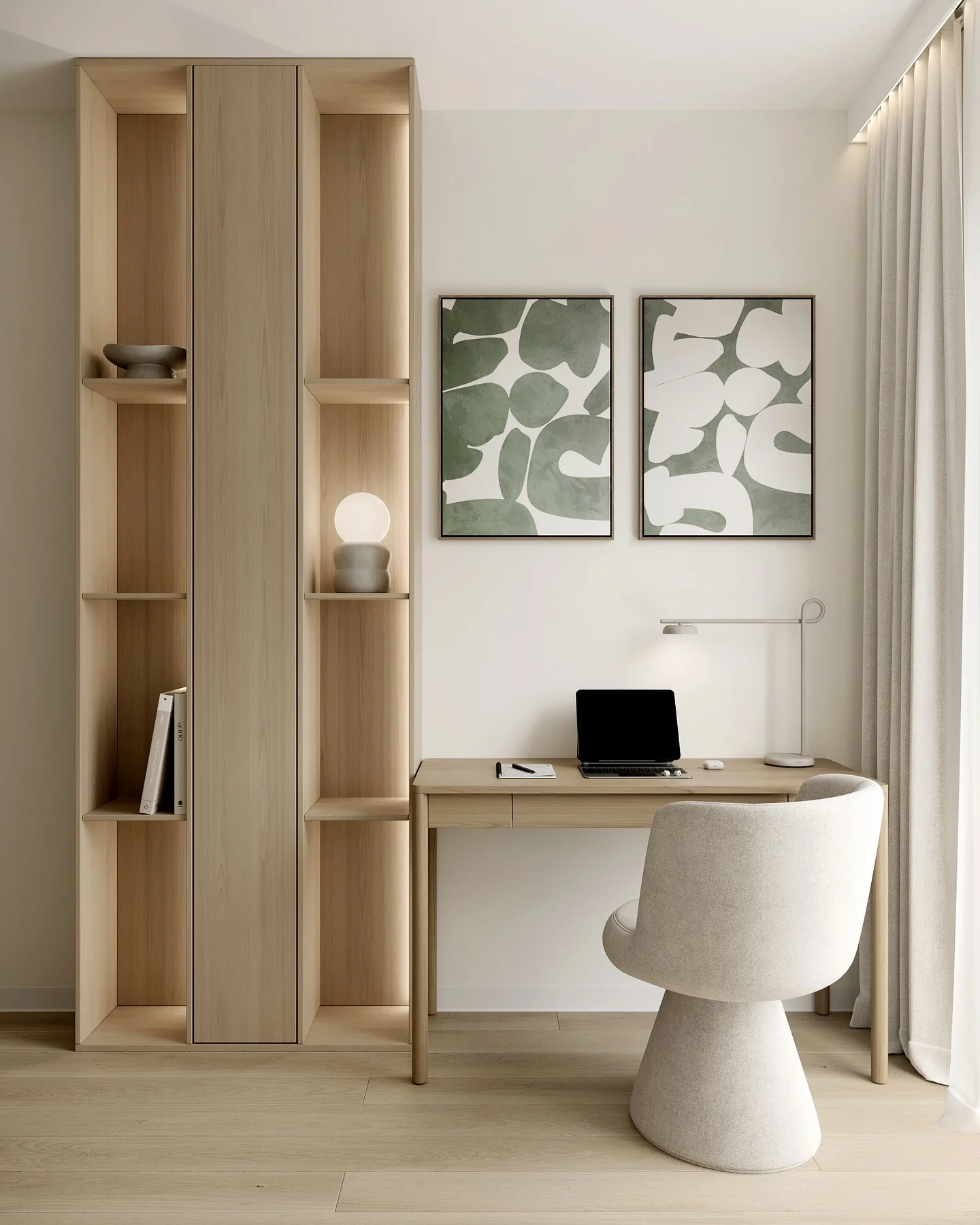 8. Light Oak Minimalist Office (Minimal Office Ideas)