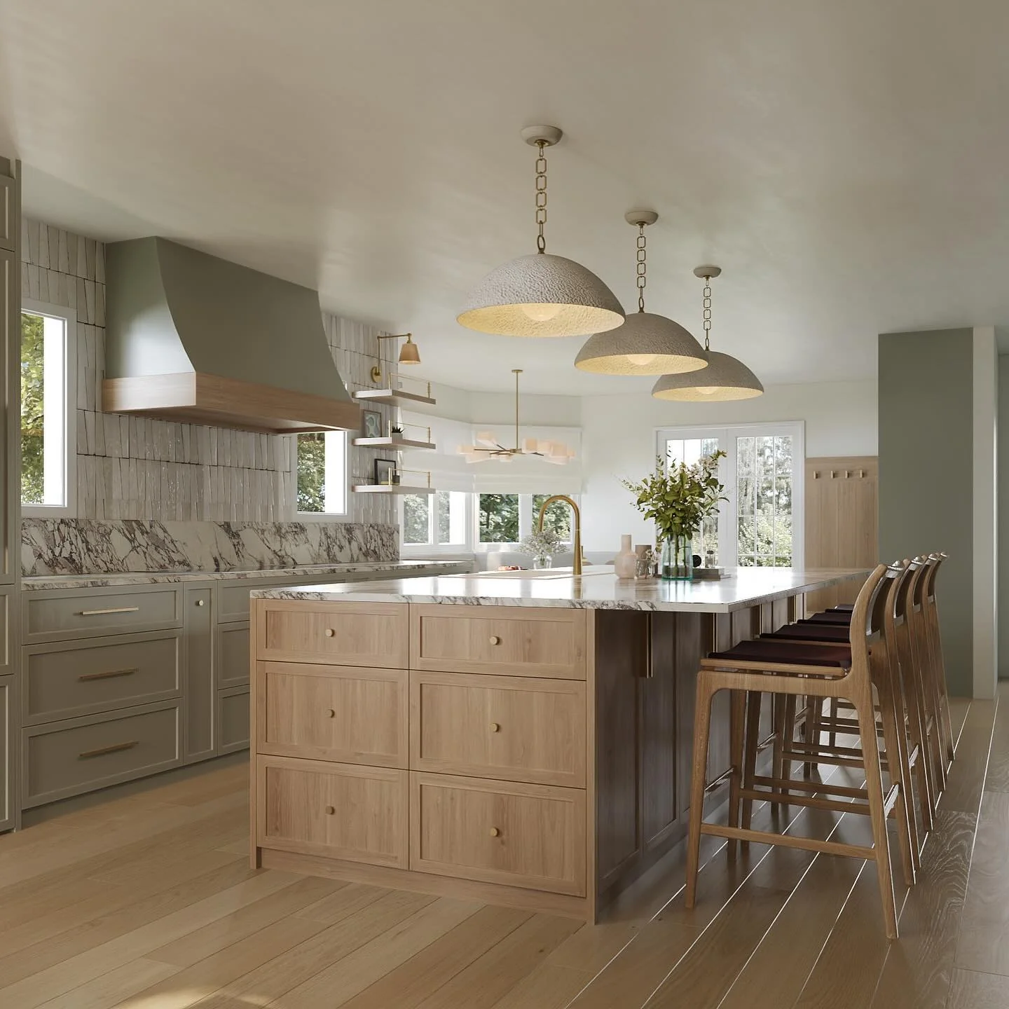 4. Modern Oak and Sage with Marble Accents (Barndo Kitchen Ideas)