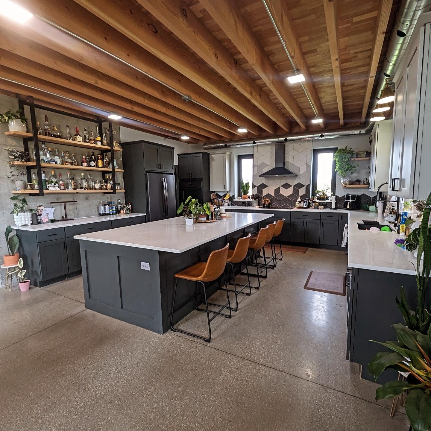 12. Industrial Modern with Charcoal Cabinetry (Barndo Kitchen Ideas)