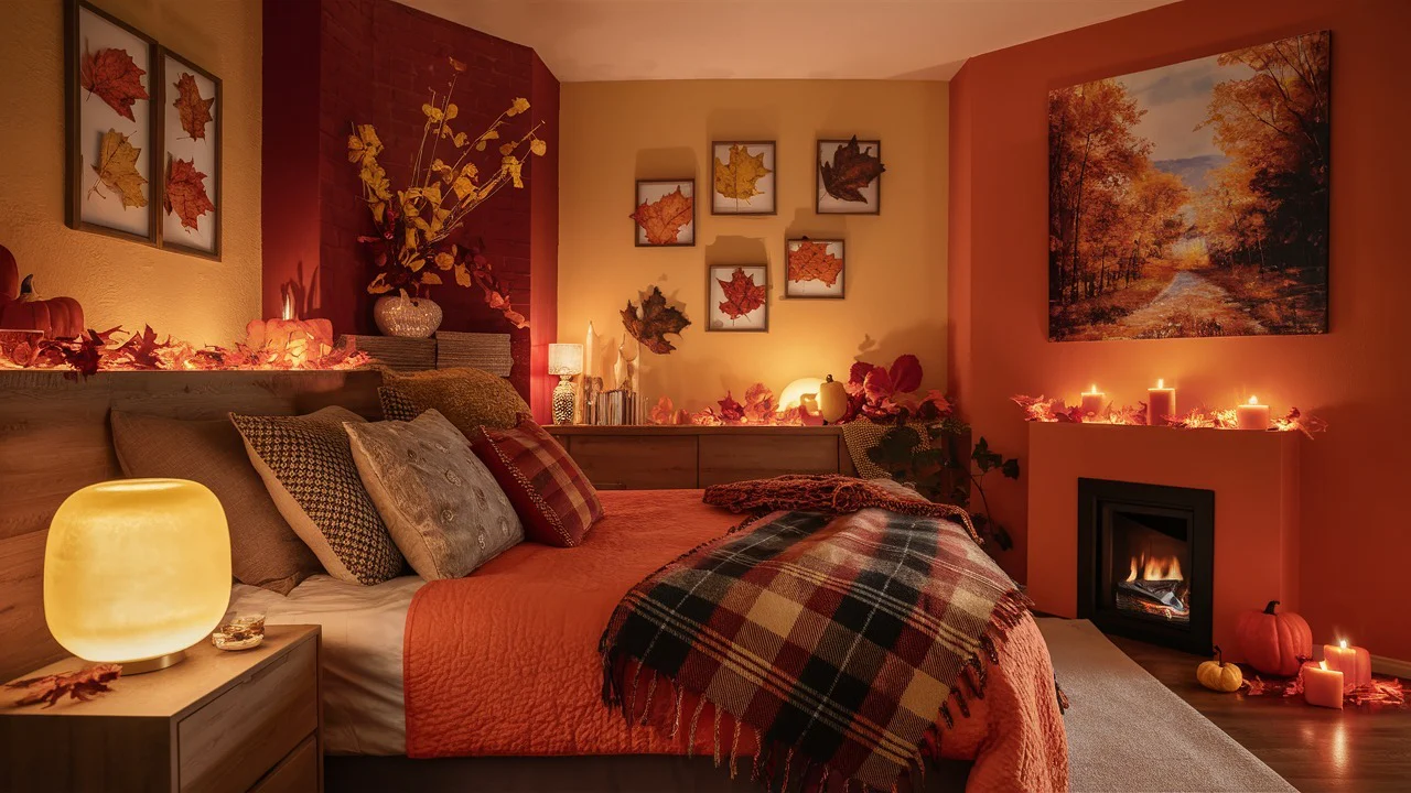 13. Candlelit Autumn Escape in Rich Seasonal Tones (Fall Bedroom Ideas)