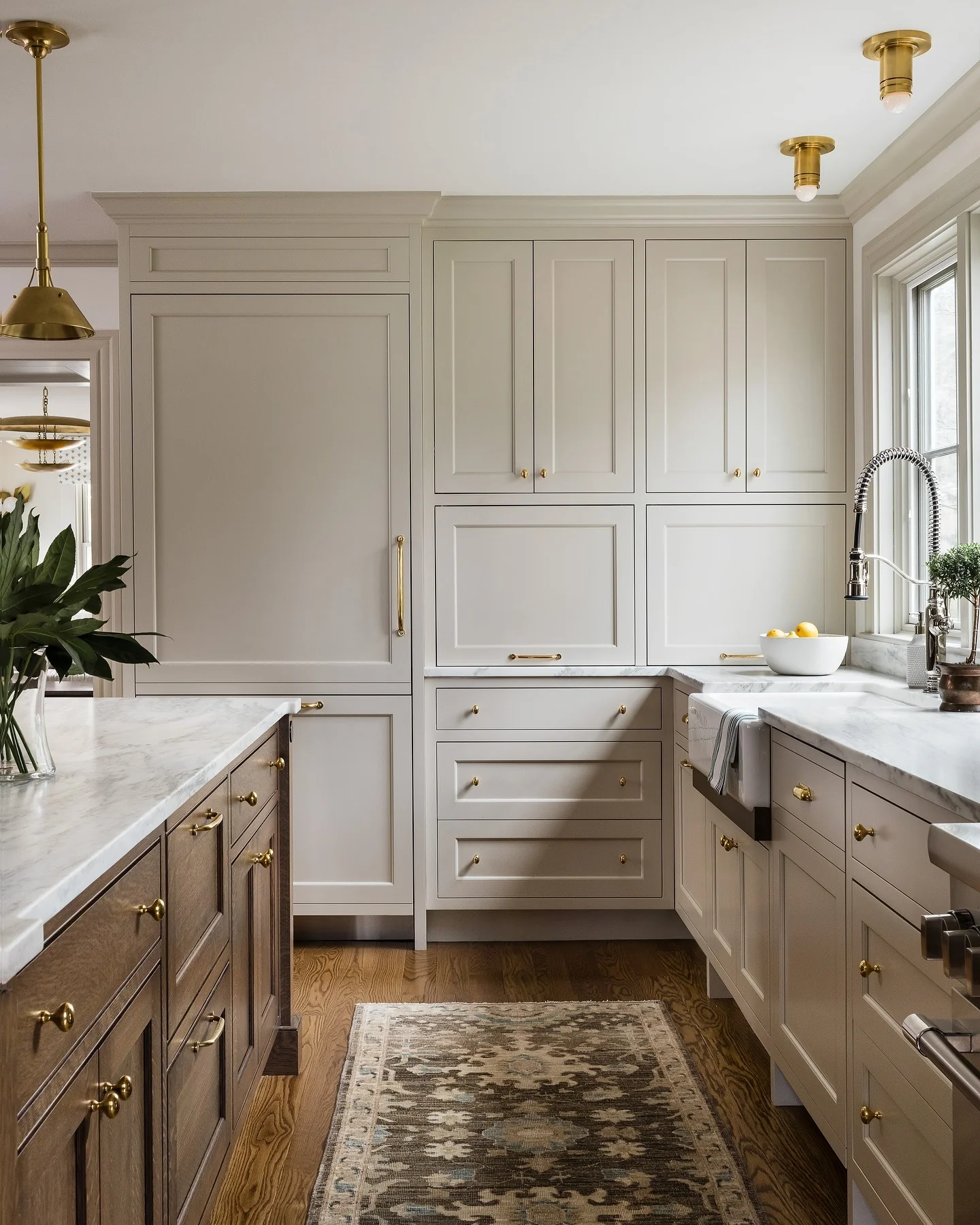 13. Refined Traditional with Moody Undertones (Kitchen Rug Ideas)