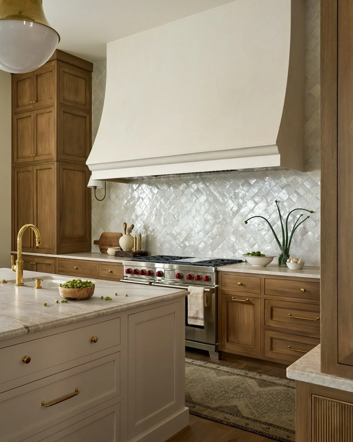 8. Taupe & Natural Wood: Textured Artisan Appeal (Two Tone Kitchen Ideas)