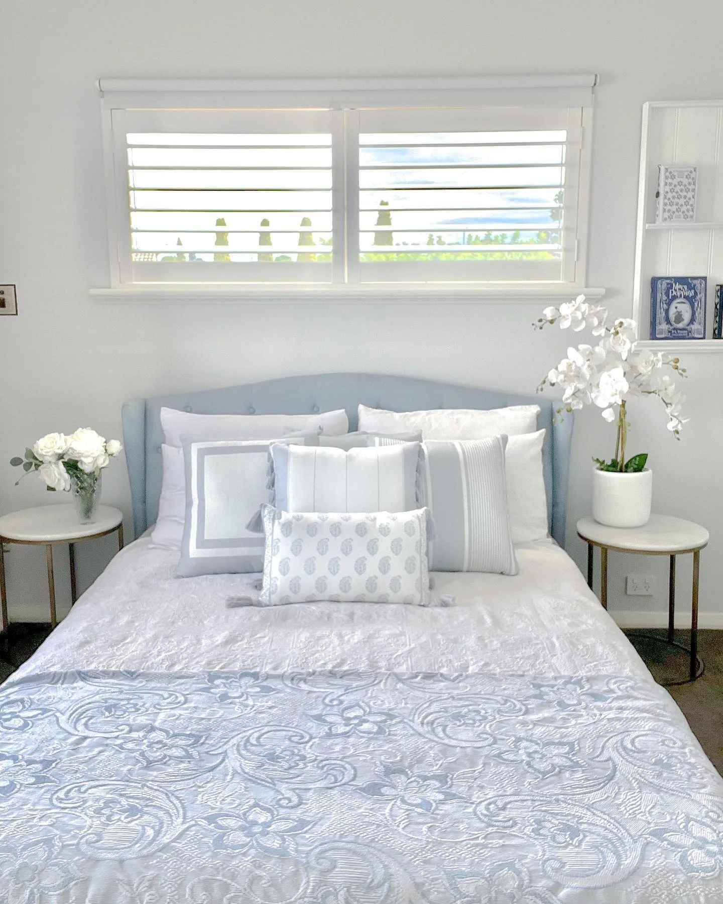 12. Delicate Whites with Powder Blue Accents (Blue and White Bedroom Ideas)