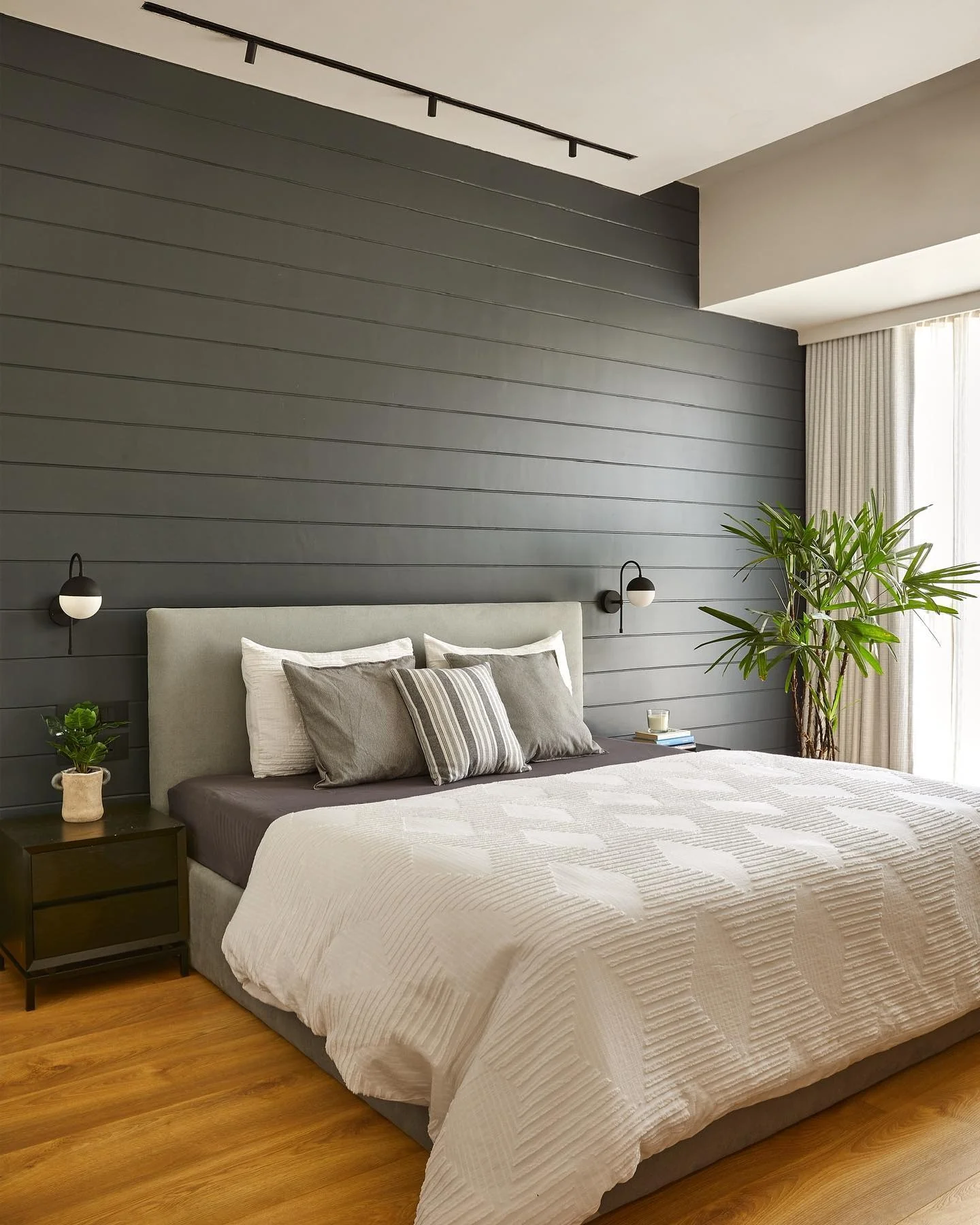 3. Warm Grey with Natural Accents (Grey Wall Bedroom Ideas)