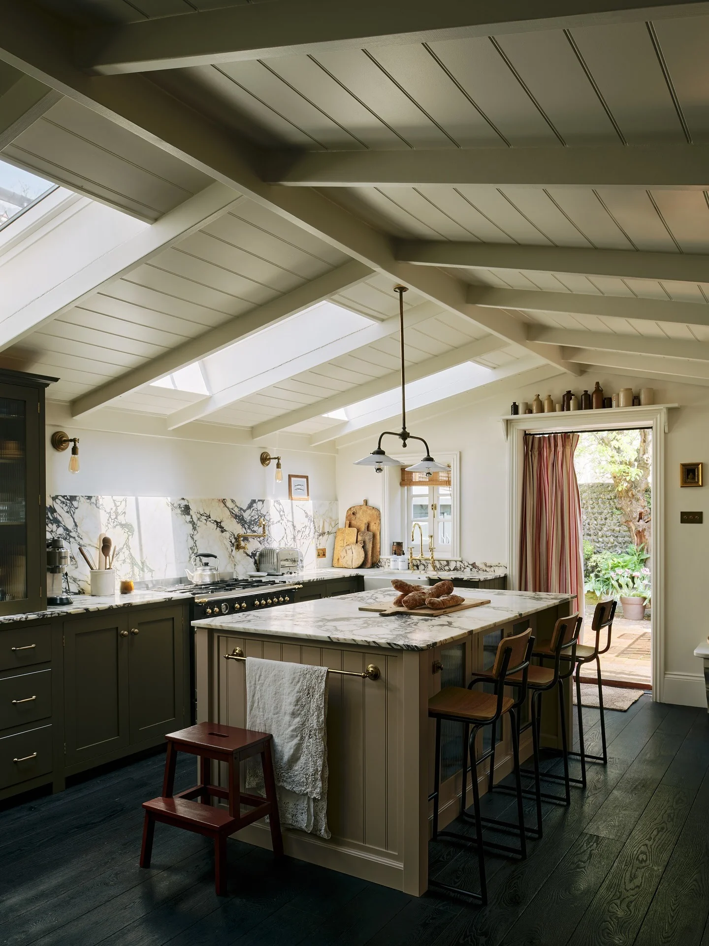 2. Warm Neutrals with Marble Drama (Open Lounge Kitchen Ideas)