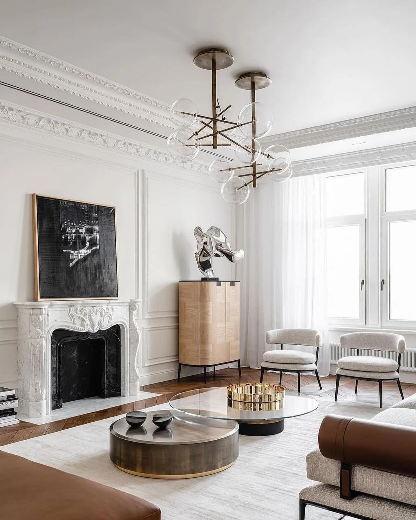 10. Parisian-Inspired Modern Luxury (Elegant Living Room Ideas)