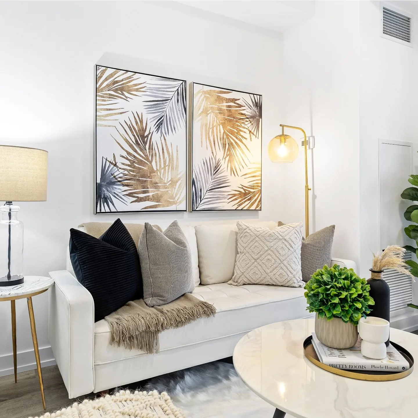 6. Cozy Minimal with Golden Touches in Ivory and Sand (Home Decor Ideas for Living Room)