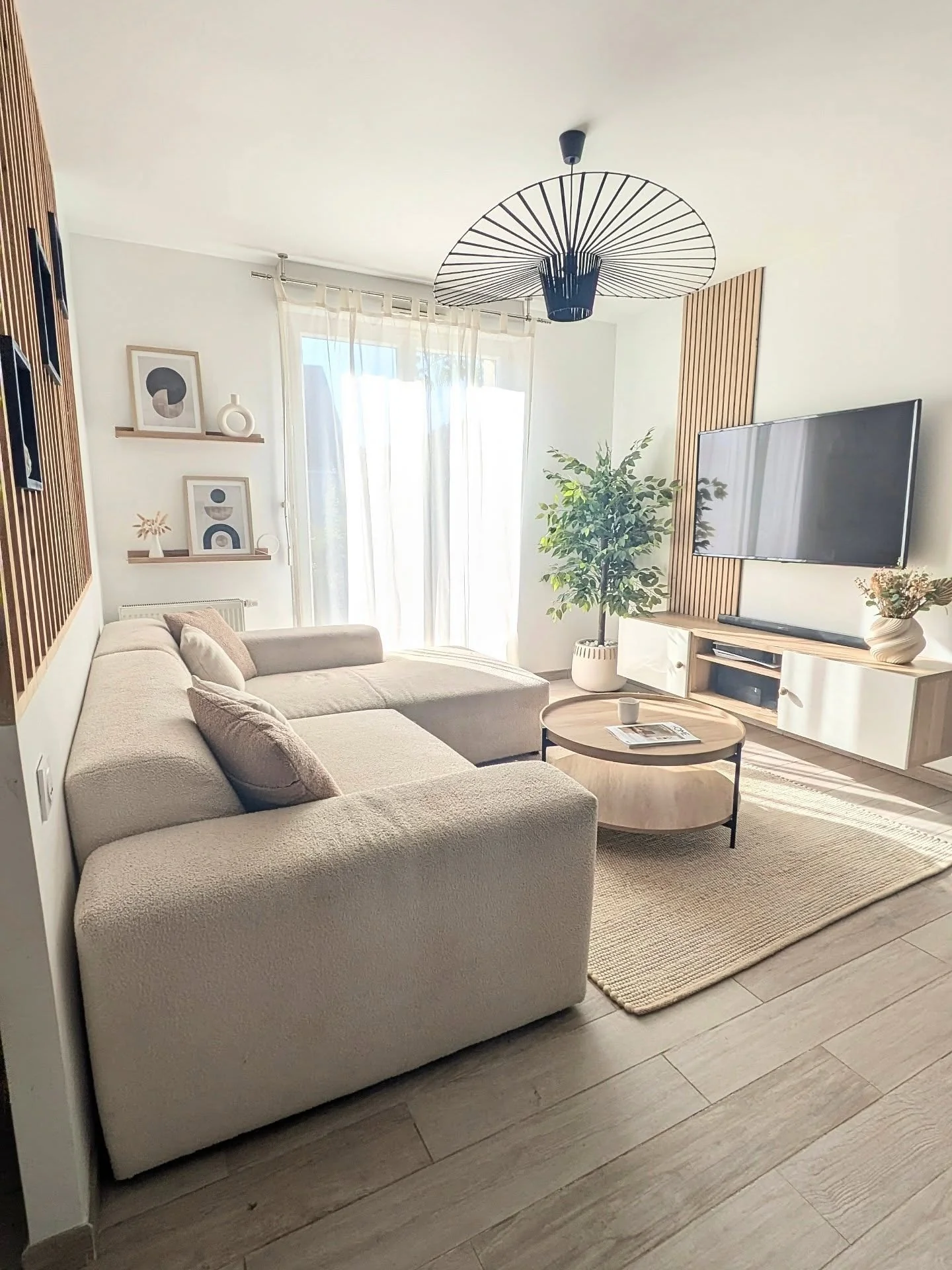 13. Scandi Minimalism with Warm Wood Accents (Rectangle Living Room Ideas)